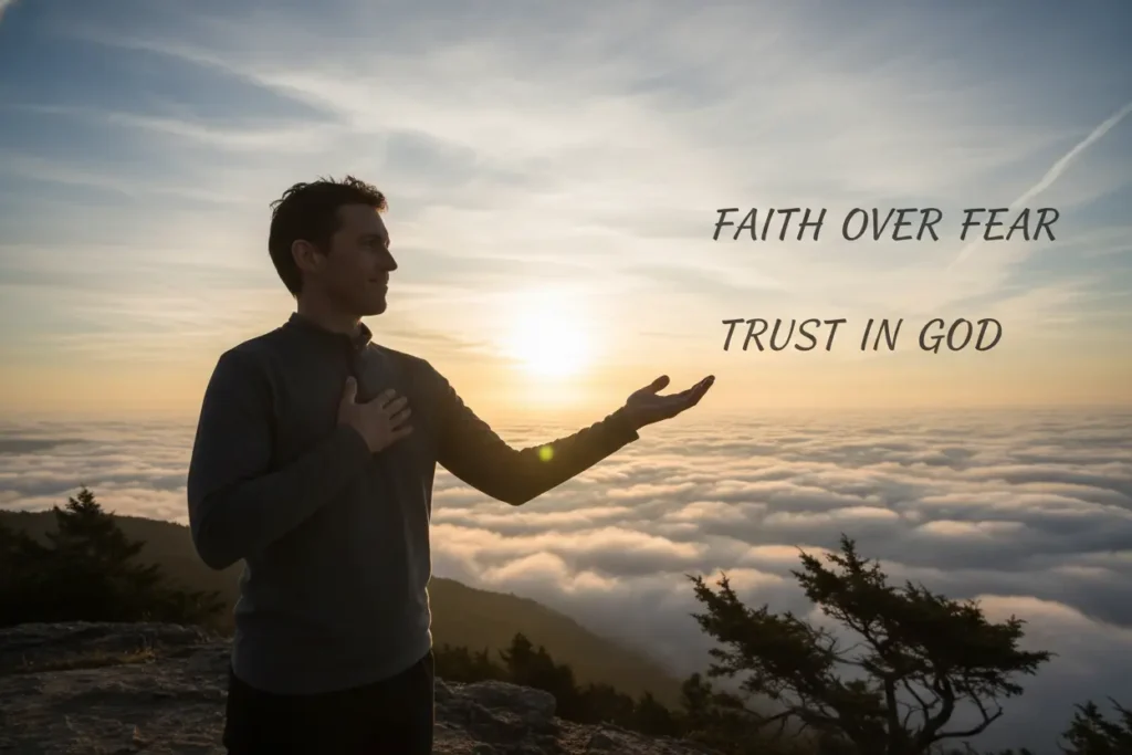 Mulher em oração superando a dúvida com esperança.